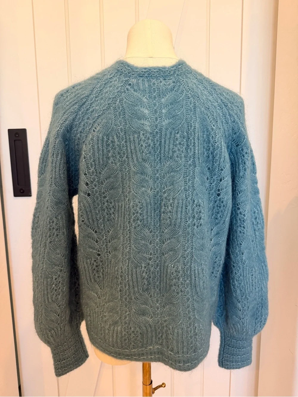 Le Maille Sézane Alma cardigan in a peacock blue mohair and wool blend size S - Picture 2 of 8